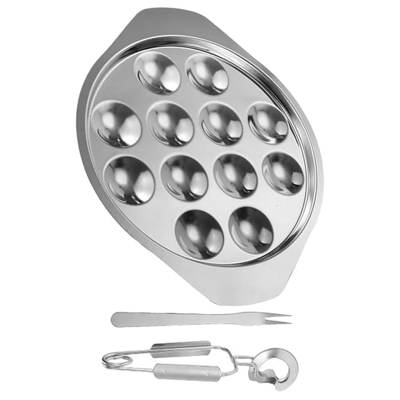 Seafood Eating Tool Set Stainless Steel Conch Plate 3 Piece Forks Shell Dish Snail Grilled
