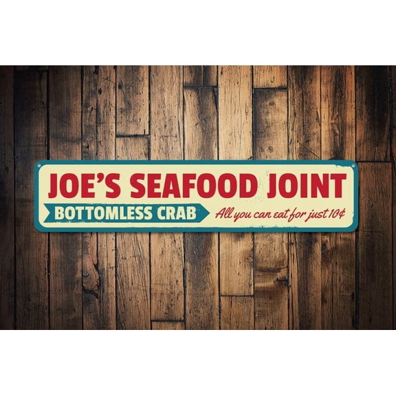 Seafood Joint Sign Crab Sign Kitchen Sign Custom Beach Sign Beach Kitchen Decor Beach Sign - Seafood Sign - Size: 16 x 4 Inches