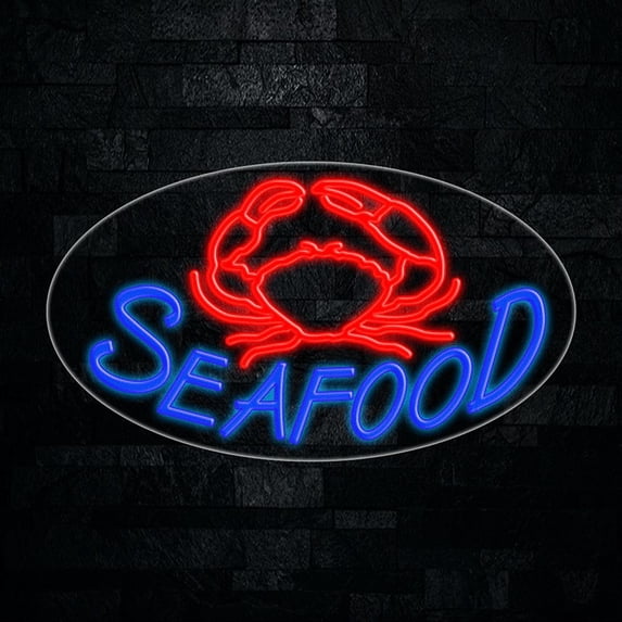 Seafood LED Neon Sign 28"L x 16"H #34369