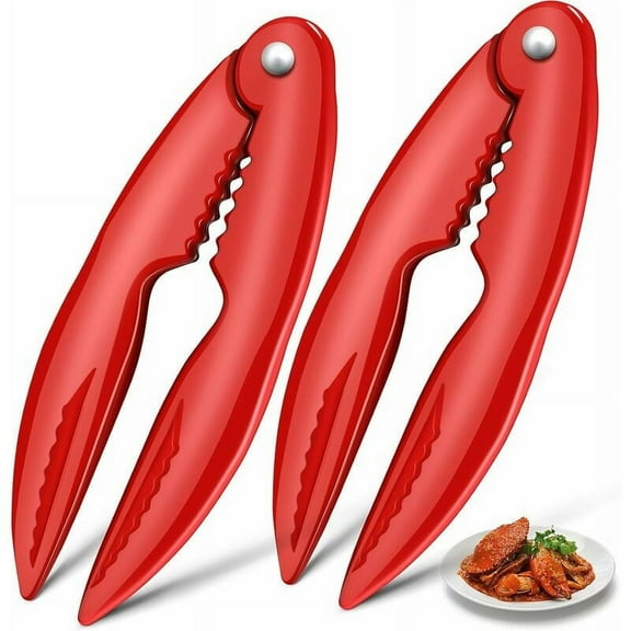 Seafood Nut Cracker, Ergonomic Handle Metal Lobster Claw Shellfish Crab Opener Kitchen Tool Utensil For Effortless Meat Removal, Unique Lobster Claw Style Handle Red Finish Zinc