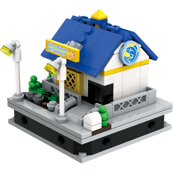 Seafood Restaurant Building Blocks Set, 177PCS Mini City Shop Architecture Model for Kids & Adults, Quick-Detached Construction Toy