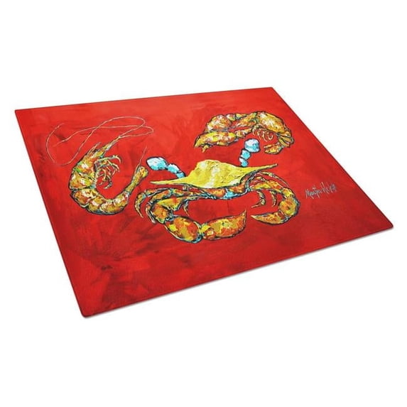Seafood Sandwich Crab Shrimp Crawfish Glass Cutting Board 12 in x 15 in