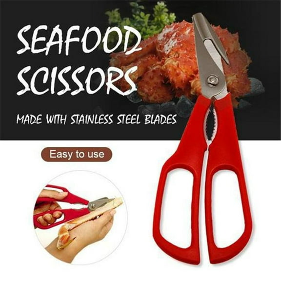 Seafood Scissors (Crab Shears, Kitchen Shears for Fish), Black Lobster and Crab Seafood Scissors, Shears Snip Kitchen Tool for Fish Shrimp, Crab Cutter, Kitchen Shears, Fish Bone Snip, by Kingtowag