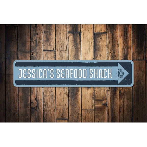 Seafood Shack Sign Restaurant Name Sign Pier Arrow Sign Custom Beach House Sign Beach Decor - Beach House - Size: 16 x 4 Inches