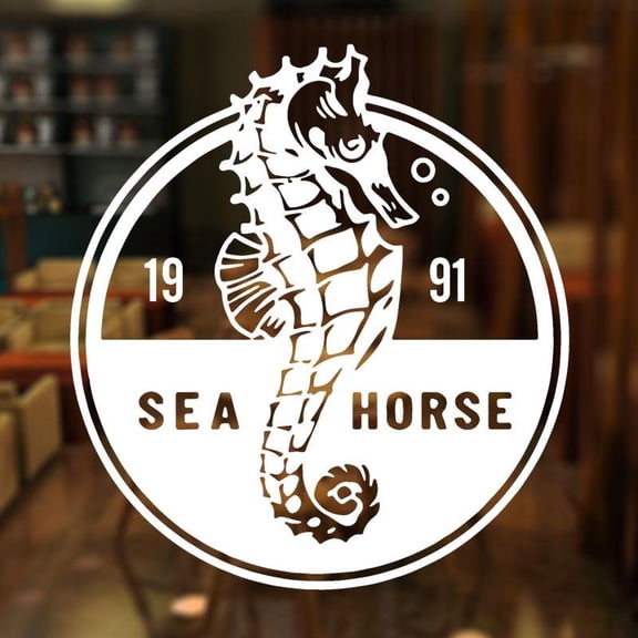 Seafood Sign Marine Life Sea Horse Wall Sticker Vinyl Restaurant Dining Room Window Decals Kitchen Mural Interior Wallpaper 42X46cm