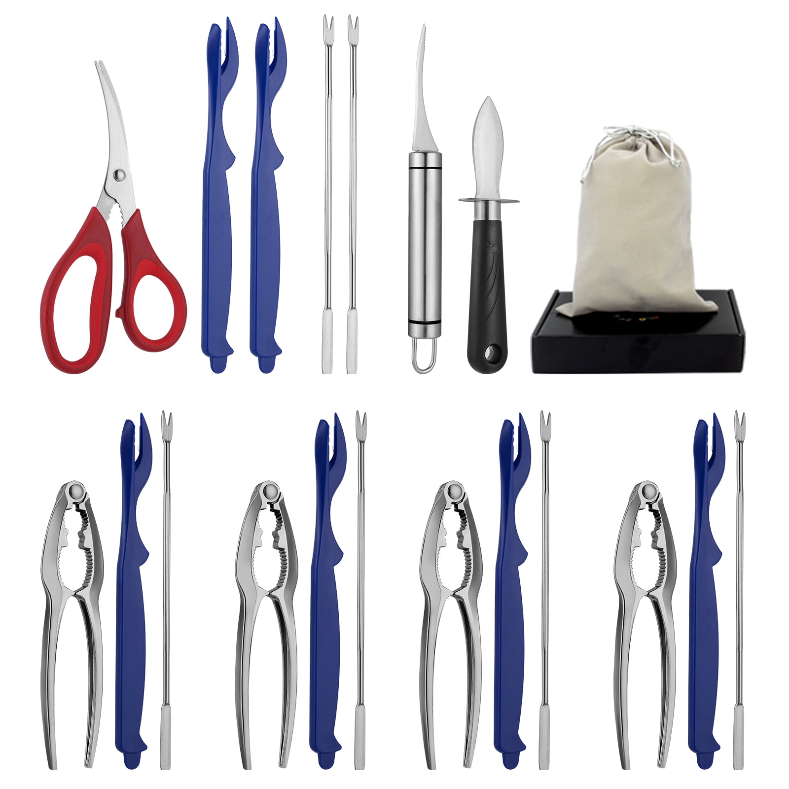 Seafood Tools Set Includes 4 Crab Crackers 6 Seafood Fork 6