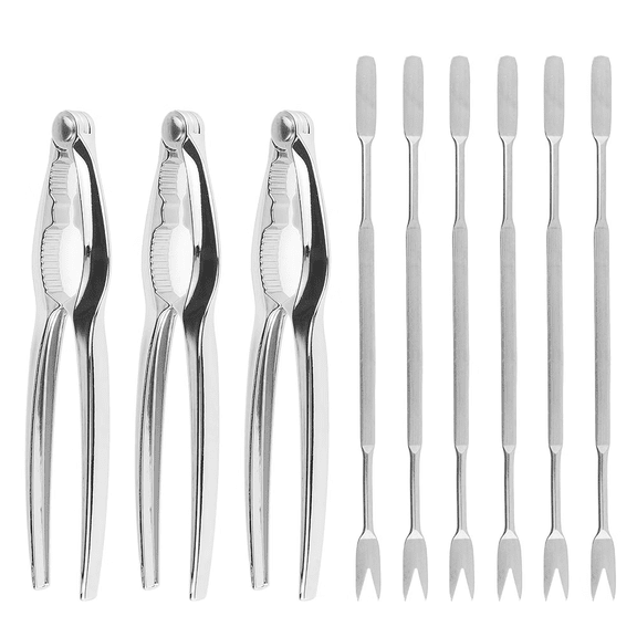 Seafood Tools Set Leg Sheller with 6Pcs Stainless Steel Forks and 3Pcs Zinc Alloy Lobster Crab Crackers Nut Cracker Shellfish Lobster Leg Opener Heavy Duty Kitchen Set