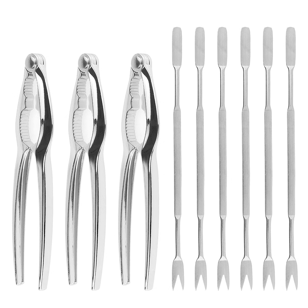 HCQXNSL Seafood Tools Set, 6 Stainless Steel Forks, 3 Zinc Alloy Crab ...