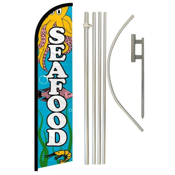 Seafood Windless Banner Flag & Pole Kit
