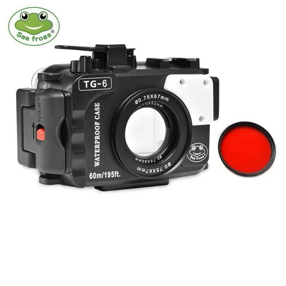 Seafrogs 60M/195FT Underwater Camera Housing Kit for Olympus TG-6 TG6 Black