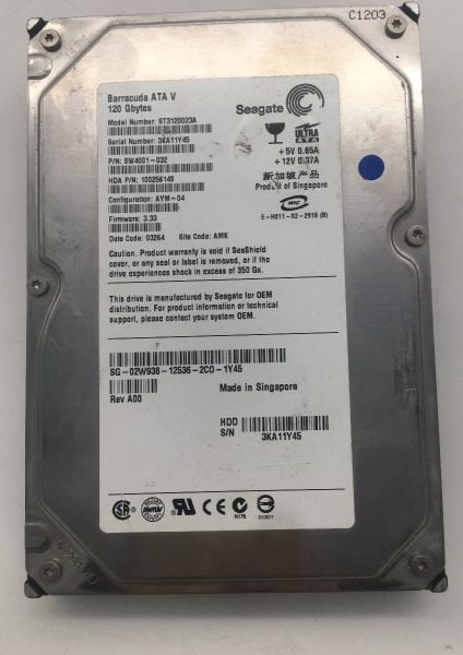 Seagate ST9120822A 120GB IDE Ultra ATA/100 5400 2.5-in 8MB Hard Drive