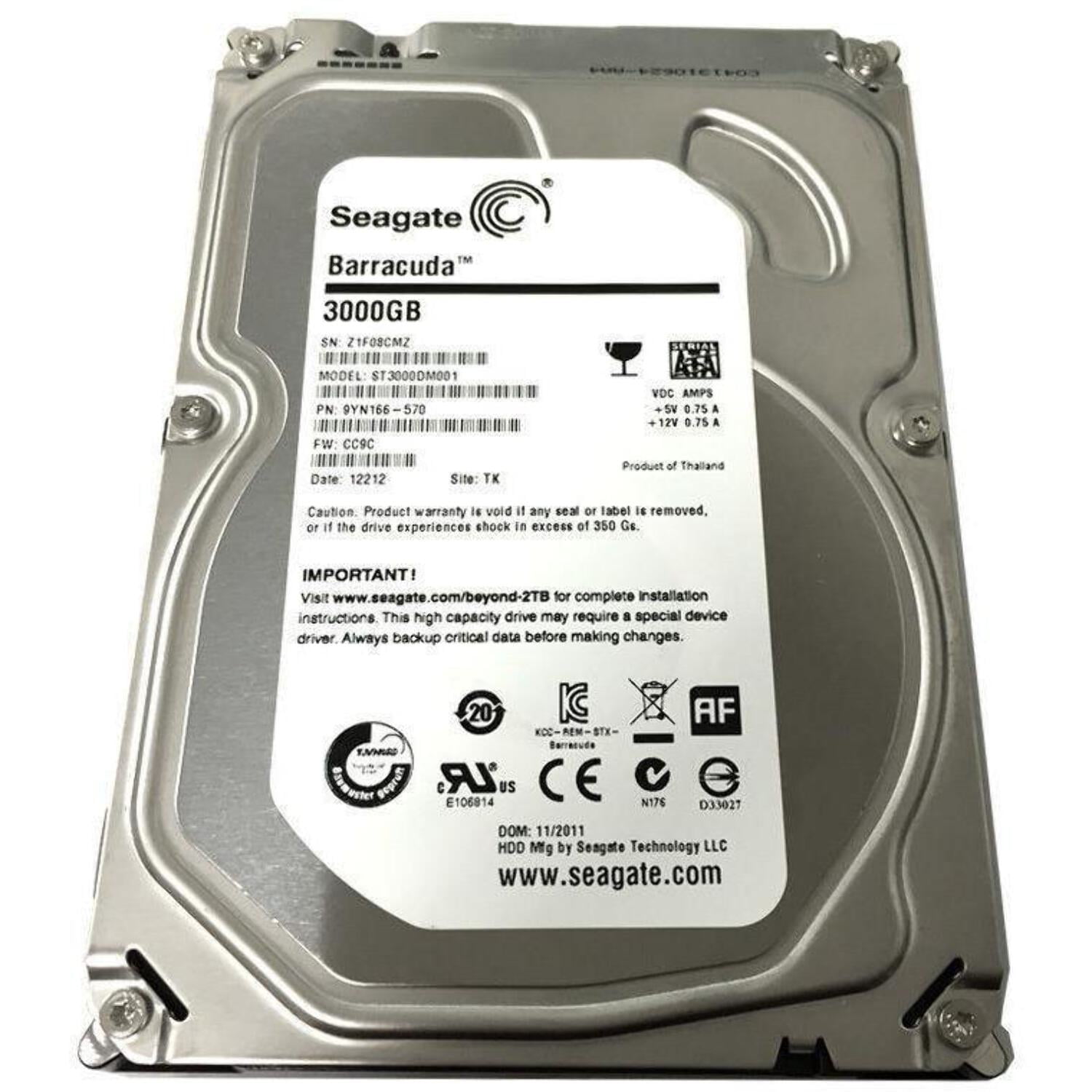 DELL 3TB 6Gbps 7.2K RPM SATA Hard Drive (Renewed) - ST33000650NS, 3.5 Inch, For Servers/Storage