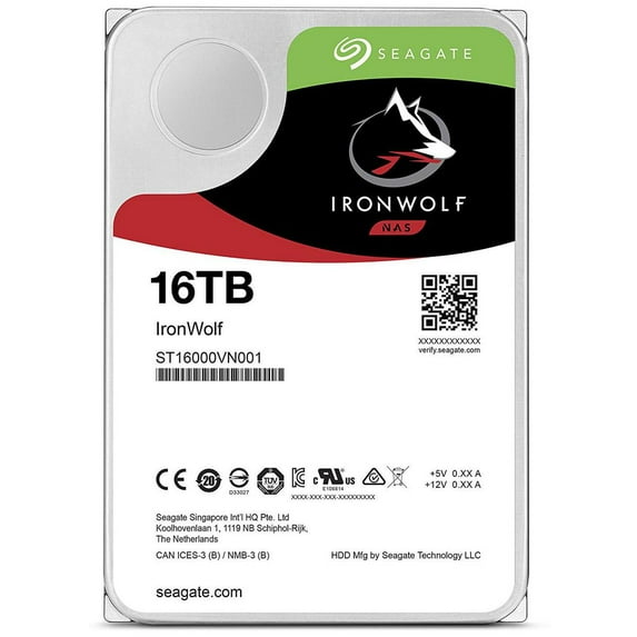 Seagate IronWolf 16TB NAS Internal Hard Drive HDD - CMR 3.5 Inch SATA 6GB/S 7200 RPM 256MB Cache forRaid Network Attached Storage, with Rescue Service(ST16000VN001)