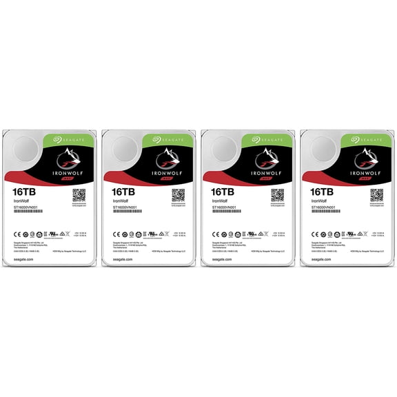 Seagate IronWolf 16TB SATA III 3.5" Internal NAS Hard Drive, 7200 RPM Kit 4pk