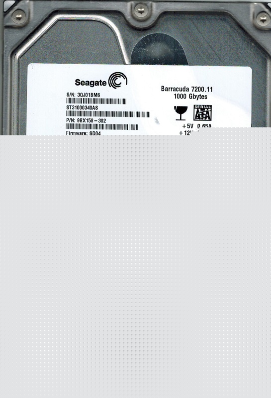 thumbnail image 1 of Seagate ST31000340AS F/W: SD04 P/N: 9BX158-302 AMKSPR 1TB, 1 of 1