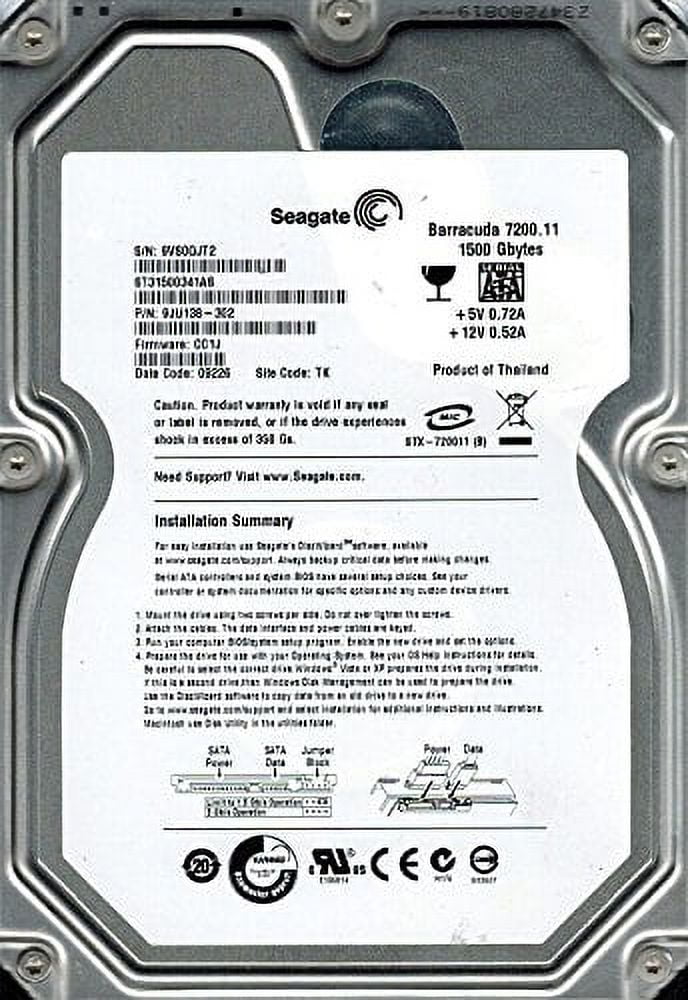 Seagate ST31500341AS P/N: 9JU138-302 F/W: CC1J TK 1.5TB - Walmart.com