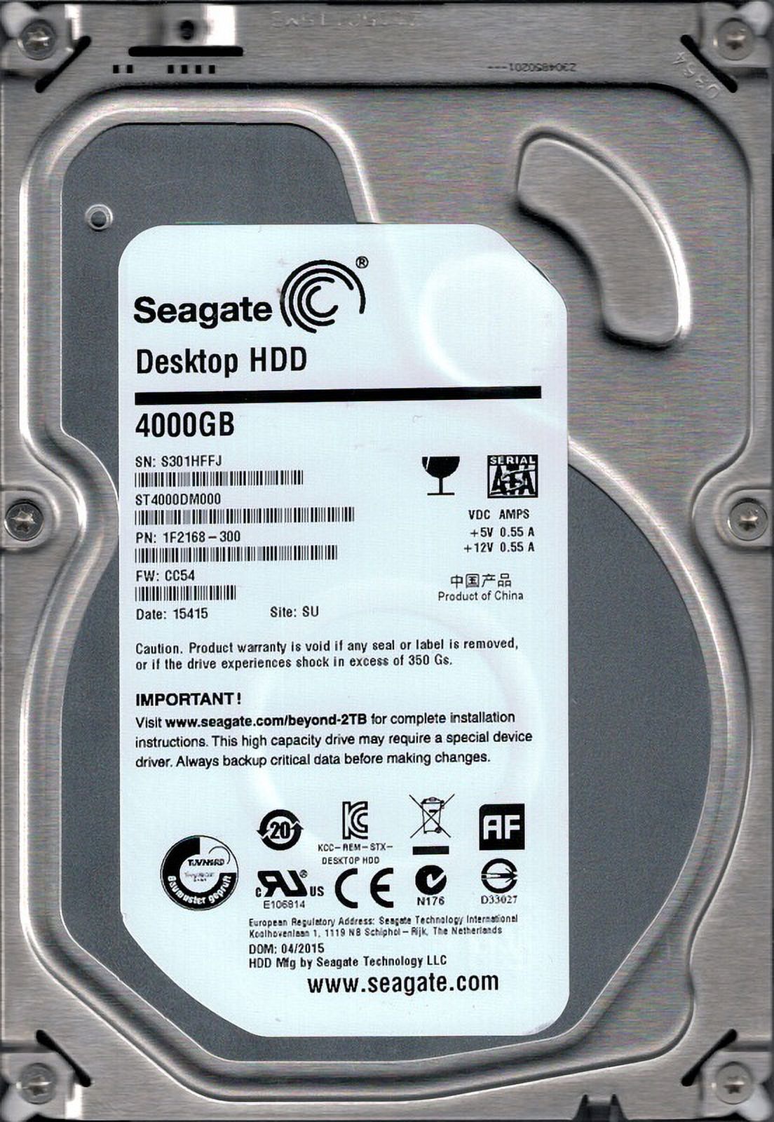 Seagate ST4000DM000 P/N: 1F2168-300 F/W: CC54 SU S30 4TB - Walmart.com