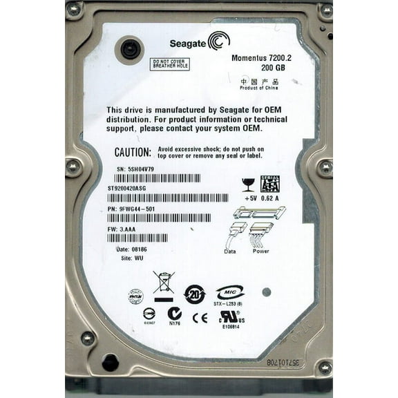 Seagate ST9200420ASG 200GB P/N: 9FWG44-501 F/W: 3.AAA WU