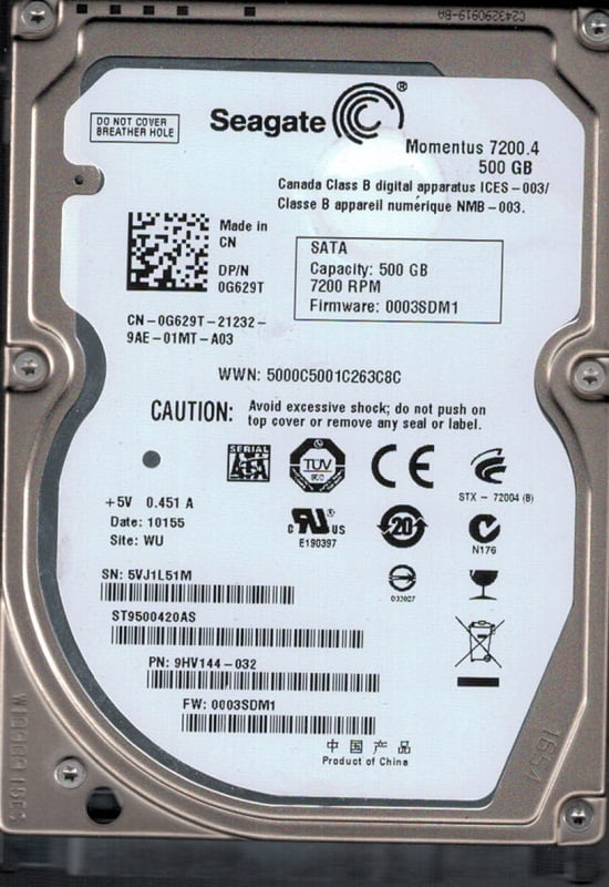 Seagate ST9500420AS P/N: 9HV144-032 F/W: 0003SDM1 500GB WU
