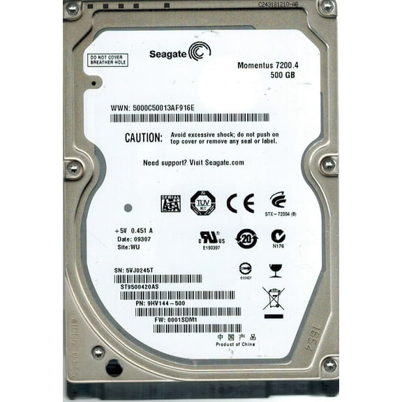 Seagate ST9500420AS P/N: 9HV144-500 F/W: 0001SDM1 WU 500GB