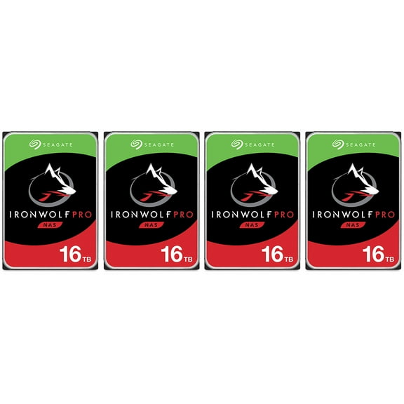 Seagate IronWolf Pro 16TB SATA III 3.5" Internal NAS HDD, 7200 RPM (CMR) 4pk