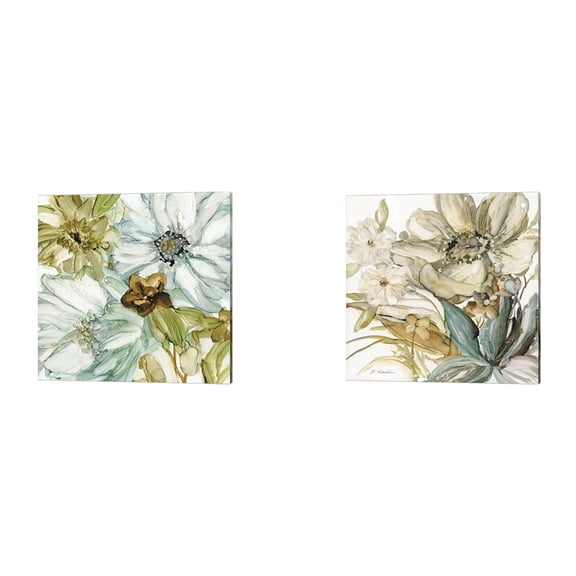 Seaglass Garden by JG Studios Canvas Art Set of 2 14 inch X 14 inch Each