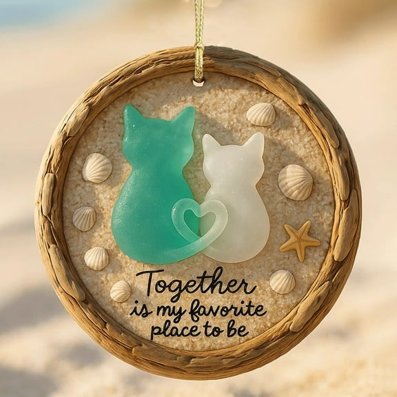 Seaglass Ornaments Christmas,Sea Glass Nativity Christmas Ornament,Handmade Coastal Tree Decorations for Beach Theme Holiday,Home Decor,Gift Exchange,and Winter Party Display,Leaves,Green