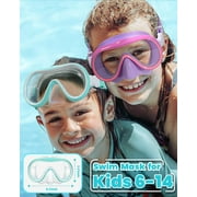 Seago 2 Pack Swim Goggles with Nose Cover, Kids 6-14 Girls Boys Youth Wide-Frame Swimming Goggles