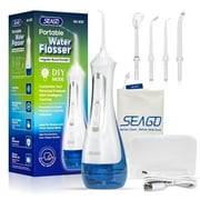 Seago Portable Water Flosser with 3 Cleaning Modes, 5 Nozzles, Rechargeable, Travel Bag