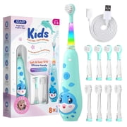 Seago Rechargeable Kids Electric Toothbrush,LED Observing Light,8 Brush Heads,for Kids 3-8  SG-2139 Blue