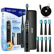 Seago Sonic Electric Toothbrush SG-507, Adult, 1USB charging cable, 8 Heads and Travel Case, 40000VPM,Black