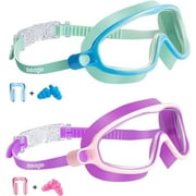 Seago Swim Goggles 2 Pack Anti-Fog Anti-UV Wide View Swimming Goggles for Kids 3-15