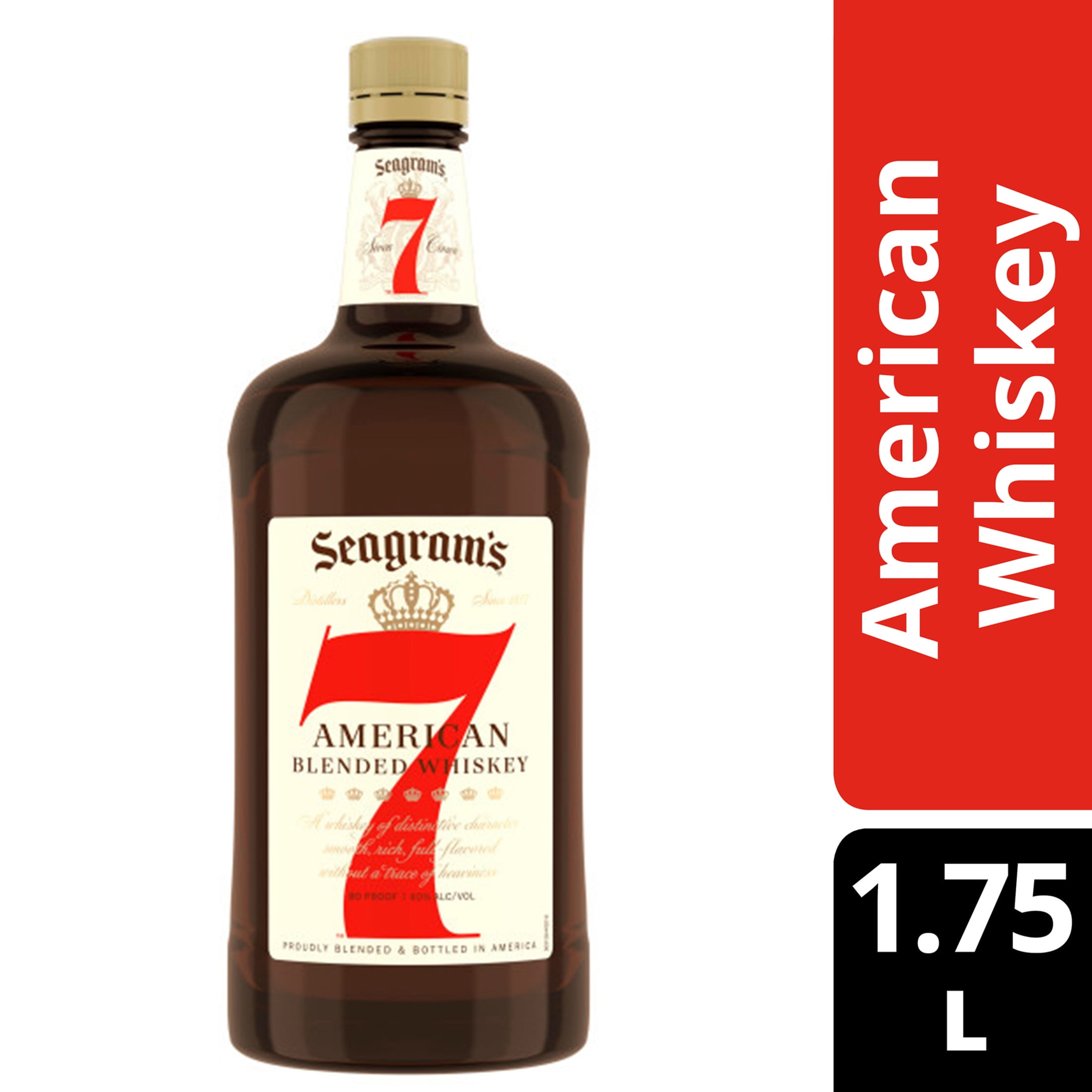 Seagram's 7 Crown American Blended Whiskey, 1.75 L, 40% ABV Seagram's 7 Crown American Blended Whiskey, 1.75 L, 40% ABV