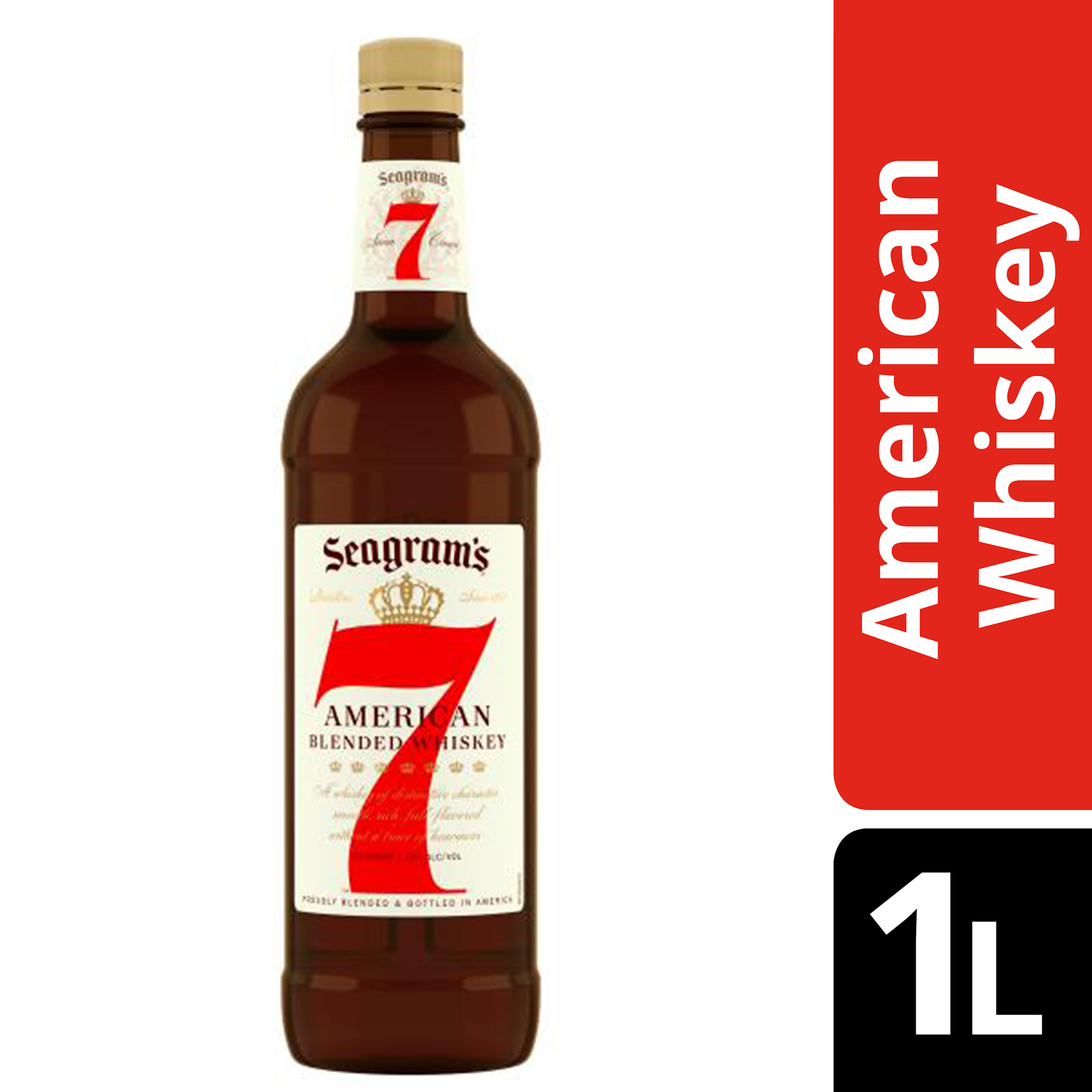 Seagram's 7 Crown American Blended Whiskey, 1 L, 40 ABV