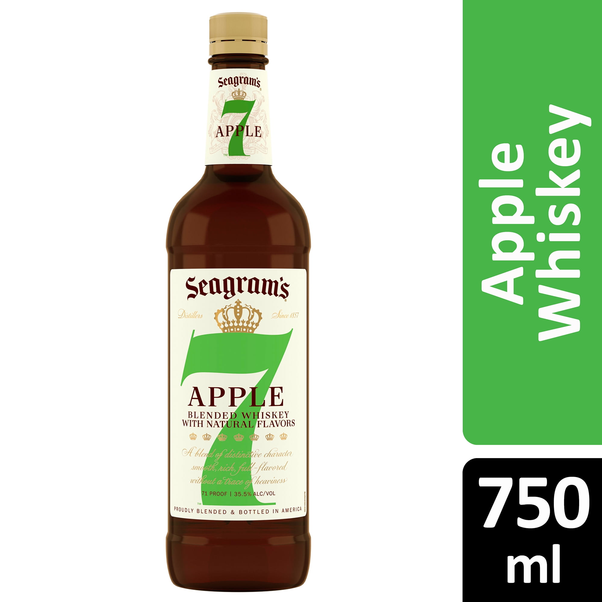 Seagram's 7 Crown Apple Blended Whiskey, 750 ml, 36% ABV - Walmart.com