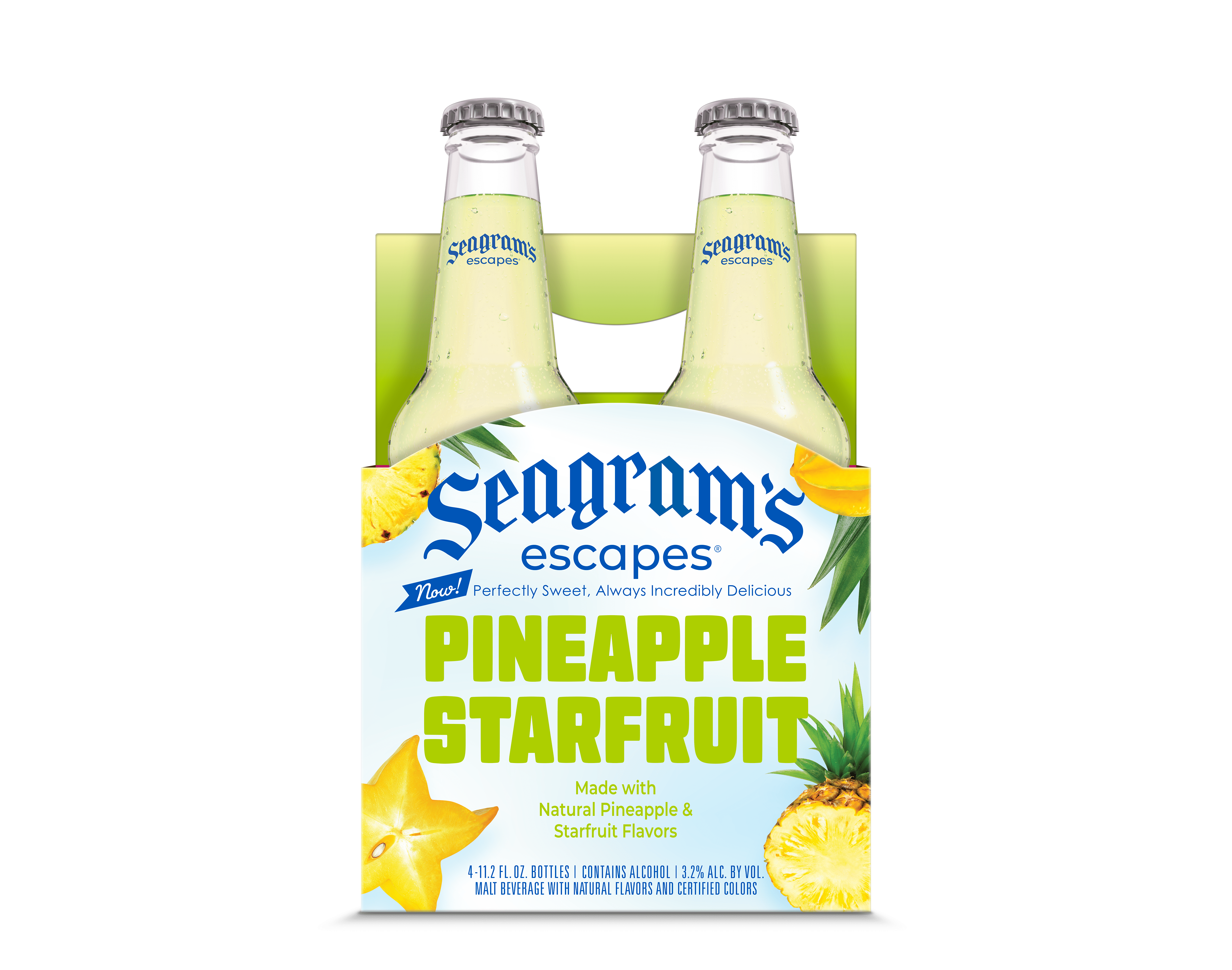 Seagram's Escapes Pineapple Starfruit Malt Beverage, 4 Pack, 11.2 fl oz Bottles