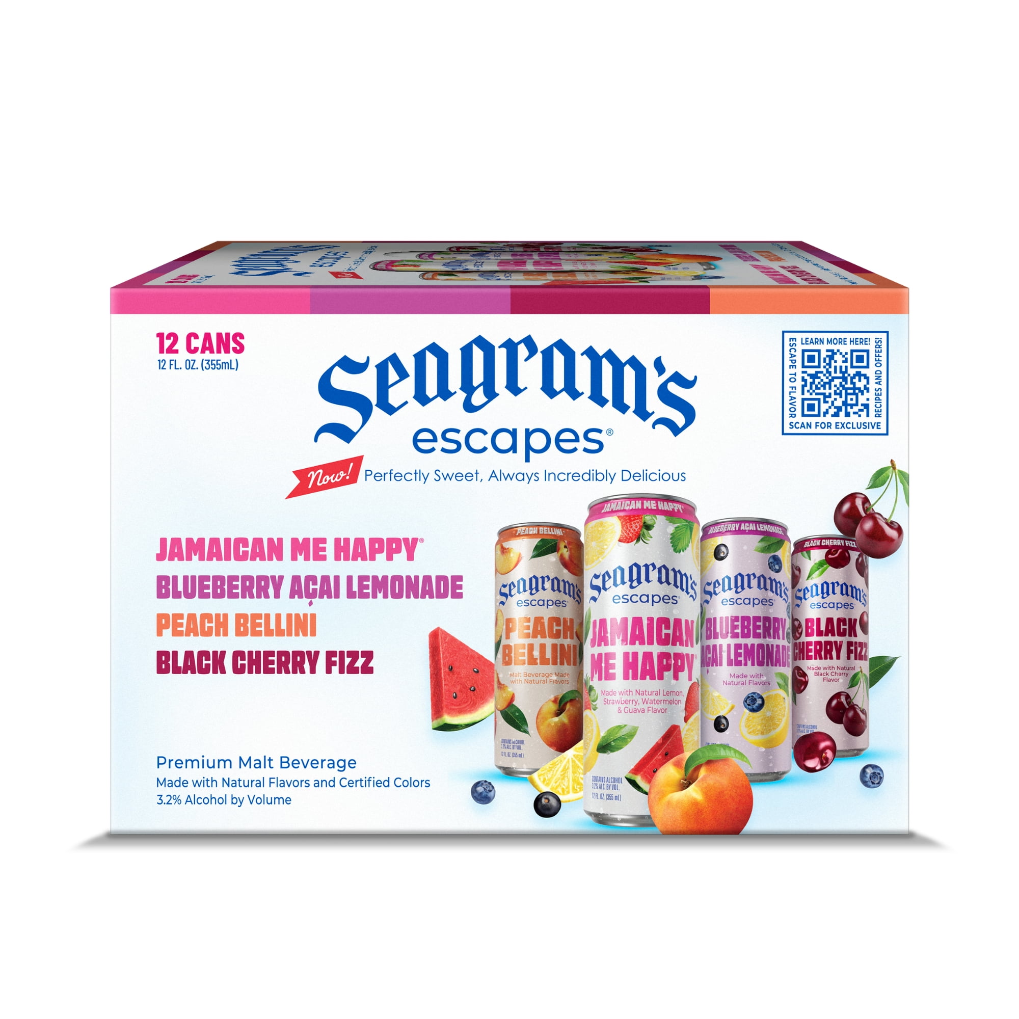 Seagram's Escapes Classic Variety Pack, Flavored Malt Beverages, 12pack , 12 fl oz Cans