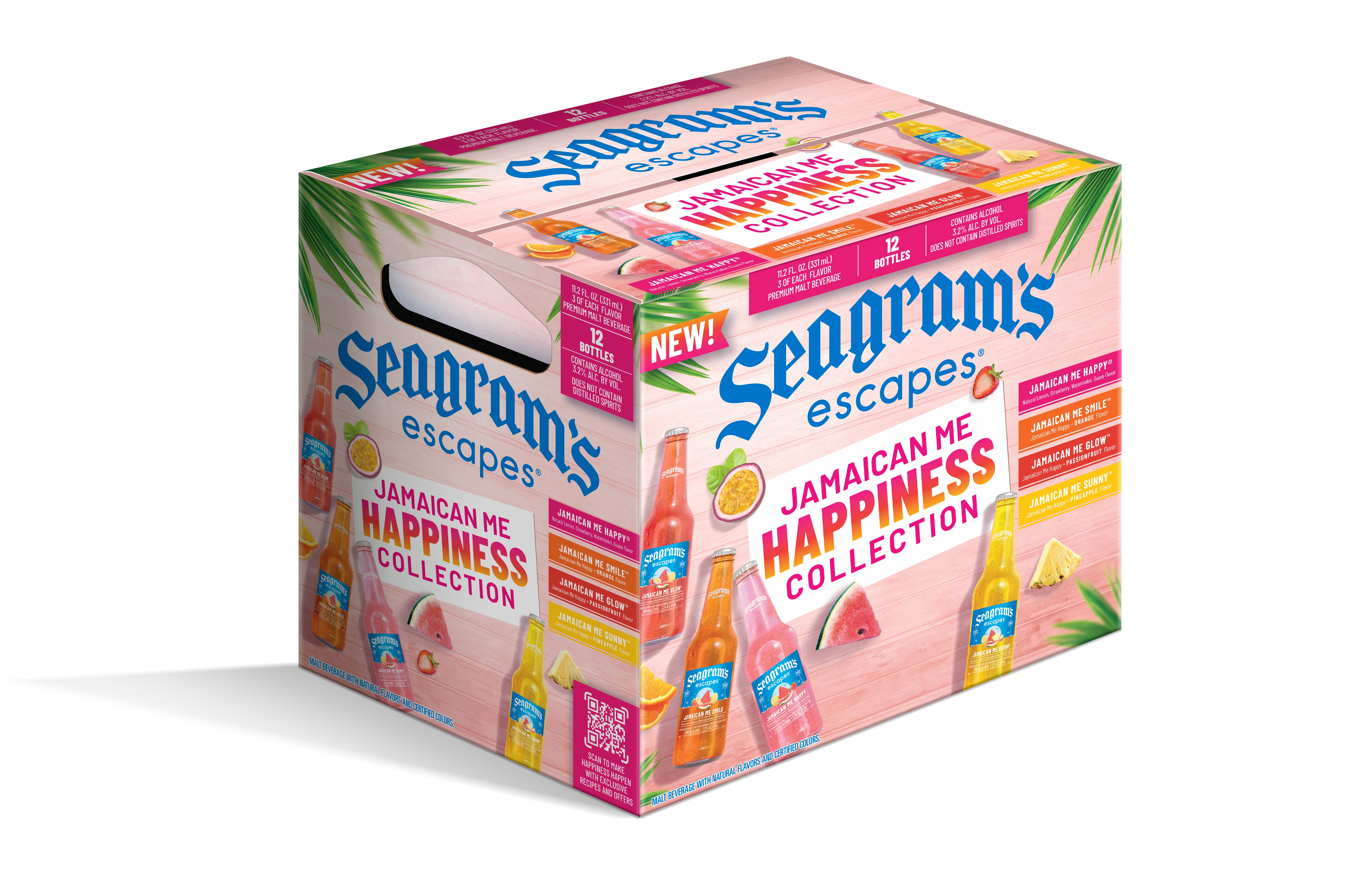 Seagram's Escapes Jamaican Me Happiness Collection, Flavored Malt Beverage, 12 pack, 11.2 fl oz Glass Bottles, 3.2% ABV - image 1 of 4
