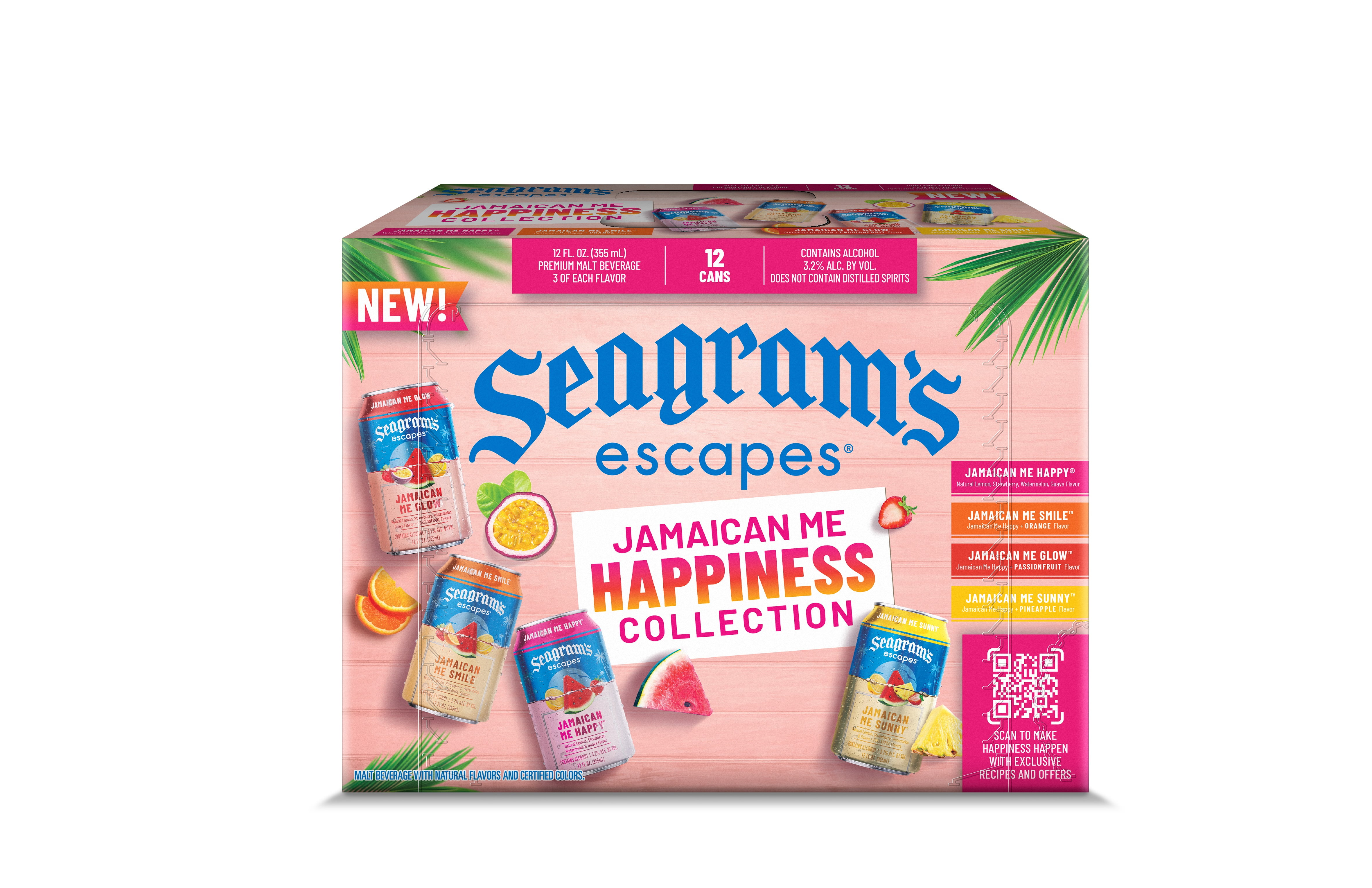 Seagram's Escapes Jamaican Me Happiness Collection Variety Pack, Flavored Malt Beverages, 12 Pack, 12 fl oz Cans