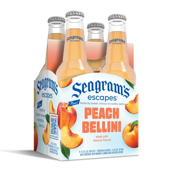Seagram's Escapes Peach Bellini - 4 pack, 11.2 fl oz Bottles