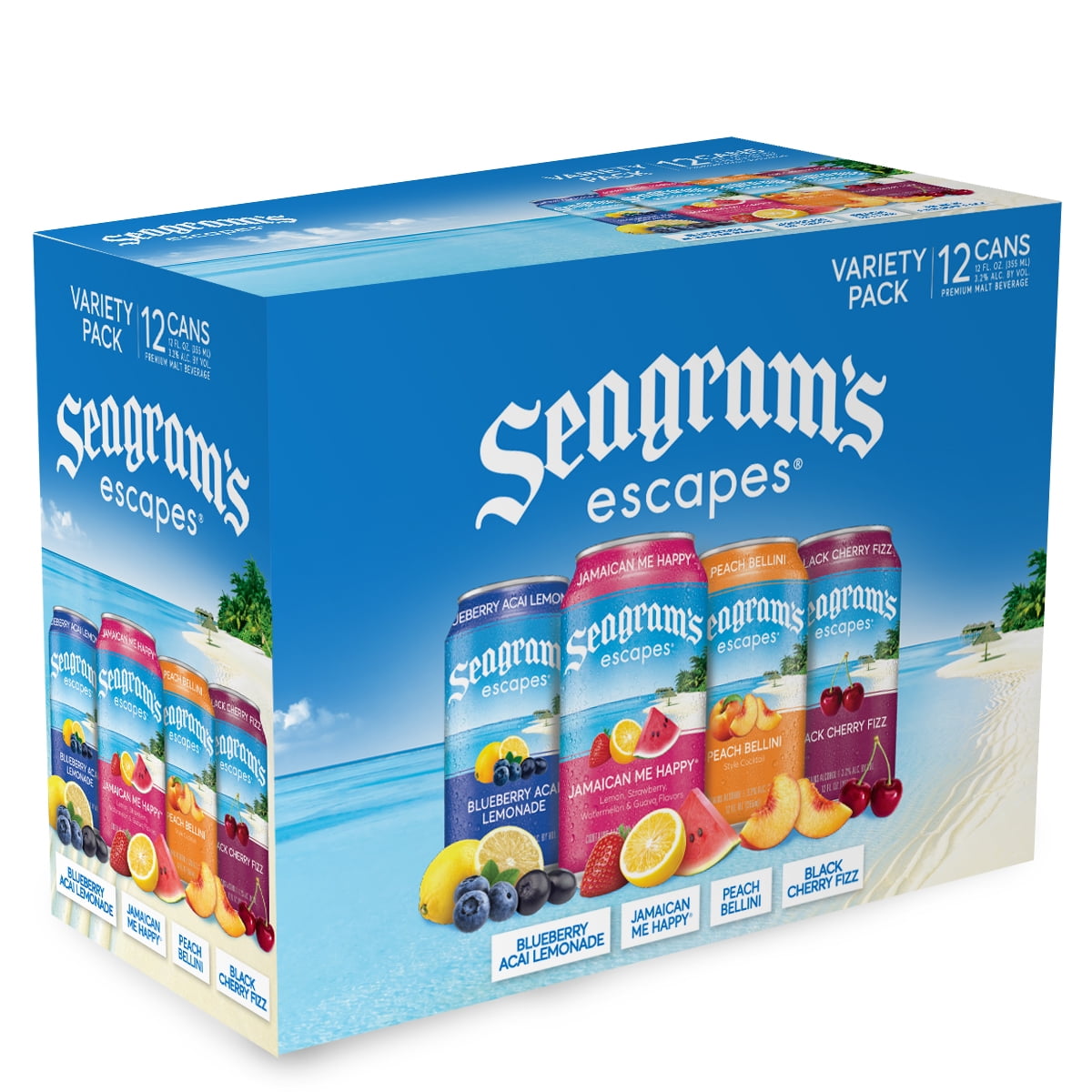 Seagram's Escapes Variety Pack Malt Beverage, 12 Count, 12 Fl Oz Cans