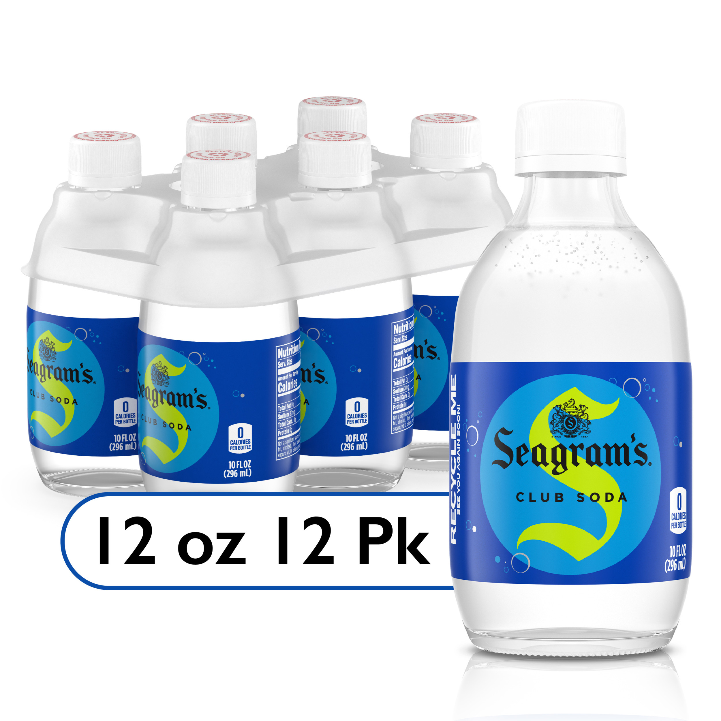 Seagrams Club Soda Soft Drinks, 10 fl oz, 6 Pack