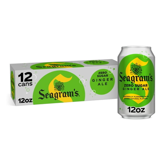 Seagrams Diet Zero Sugar Ginger Ale Soda Pop, 12 fl oz, 12 Pack Cans
