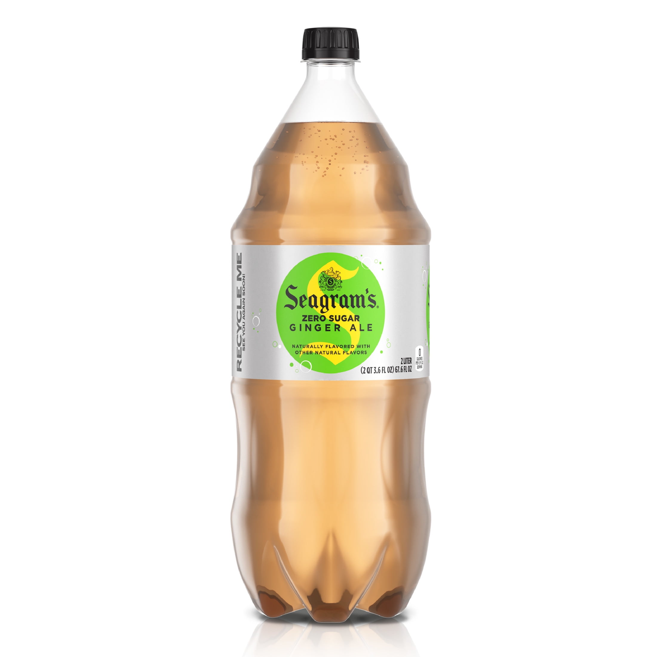 Seagrams Diet Zero Sugar Ginger Ale Soda Pop, 2 Liter Bottle