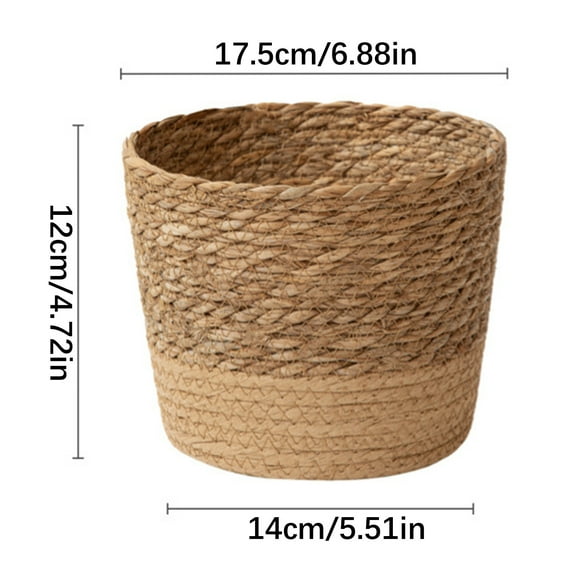 Seagrass Basket Planters, Flower Pots Cover Storage Basket Plant Containers Hand Woven Basket Planter with Plastic Liners Straw Flower Pot for Indoor Outdoor Plant-M