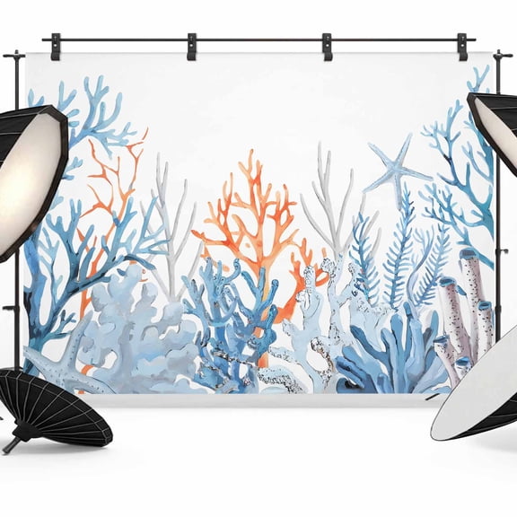 Seagrass Coral Photography Backdrop 7x5FT, Ocean Retro Photo Backdrops, Background for Photography Studio Photo Studio Background, Back Drop for Photoshoot