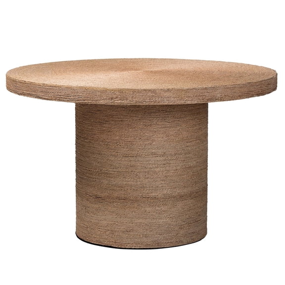 Seagrass Dining Table - 48 Inch Round Kitchen Table - Natural Fiber Tabletop