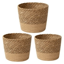 Seagrass Flower Pot,Plant Basket Set of 3,Indoor Woven Planter Baskets with Plastic Liner,Modern Woven Basket for Flower Pot Floor,Flower Pots Cover Storage Basket Plant Woven Basket Planter
