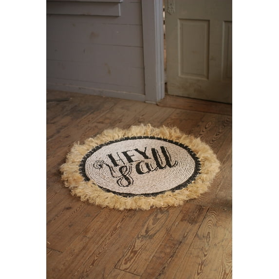 SEAGRASS HEY YALL RUG WITH SISAL BORDER