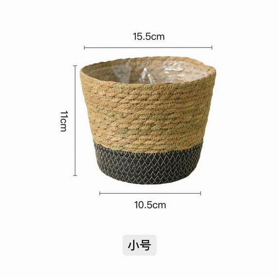 Seagrass Planter Basket - Handwoven Storage Organizer for Plants, Toys & Home Decor (Stackable Natural Fiber Pot for Indoor/Outdoor Use)